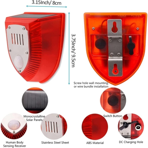 Solar PIR Motion Sensor Alarm Light Dog Barking Anti-theft Warning Lamp Animal Repeller Strobe Light for Home Farm Barn Yard