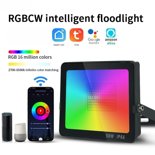 MYACUC  Smart Wifi Bluetooth Tuya App Floodlight, Colorful Garden Led Floodlights, RGB Led Flood Light, Party Stage Landscape Lighting