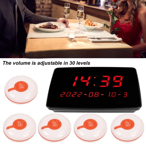Wireless Calling System Wireless Pager System with 10PCS Call Button for Restaurant Bar Hotel Hospital-White Call Button