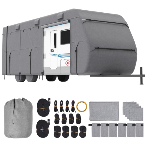 VEVOR 18-20 ft Travel Trailer Cover, RV Cover, 4-Layer Non-Woven Fabric Camper Cover, Waterproof, Windproof and Rip-Stop Class A RV Cover, with
