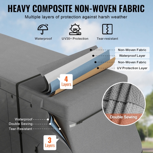 VEVOR 40-43 ft Class A RV Cover, Motorhome Cover, Non-woven Fabric Motorhome RV Cover, Waterproof, Windproof and Rip-Stop, Camper Cover with Storage