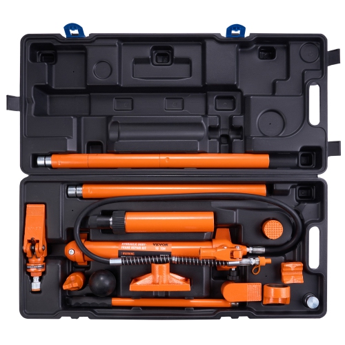 VEVOR 10 Ton Porta Power Kit, Hydraulic Ram with Pump, Car Jack with 4.6 ft/1.4 m Oil Hose, Bent Frame Repair Tool with Storage Case for Automotive,