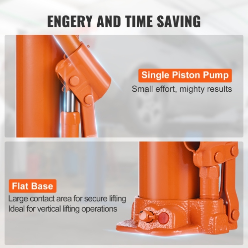 VEVOR Hydraulic Long Ram Jack, 4 Ton Engine Hoist Cylinder with Single Piston Pump And Flat Base, Hydraulic Ram Cylinder for Engine Lift Hoists,