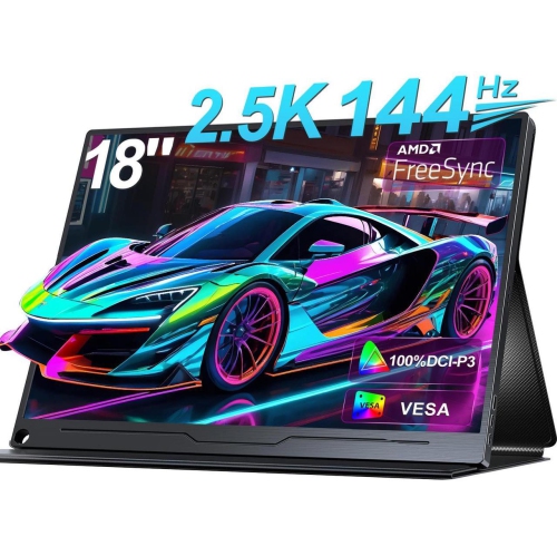Moniteur de jeu portatif 144&nbsp;Hz 2K UPERFECT 18&nbsp;po 100 % DCI-P3, FreeSync, HDR, support VESA, Eye-Care
