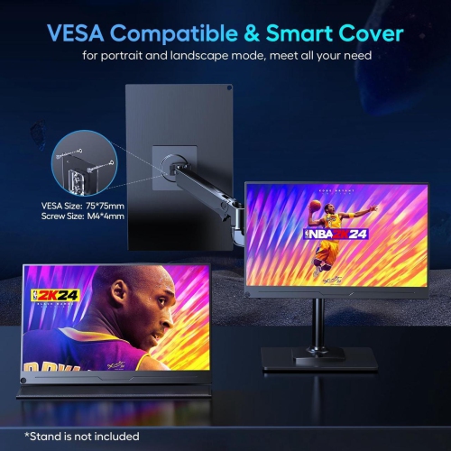 UPERFECT 2K 144Hz Portable Gaming Monitor 18" 100% DCI-P3, FreeSync, HDR, VESA Mount, Eye-Care