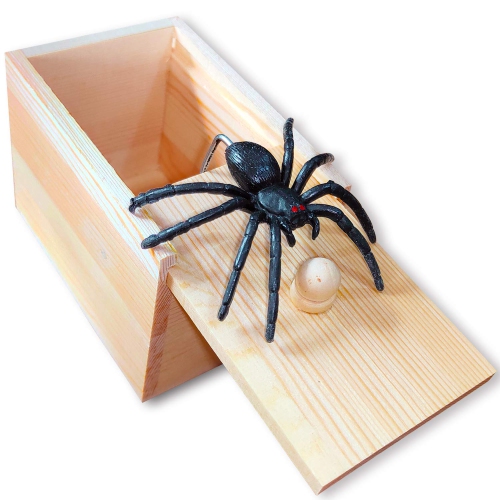 2-Pack Spider Prank Boxes, Wooden Surprise Toys, Scary Funny Halloween Gift Boxes, Holiday Gifts for Boys