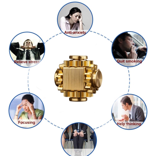 Brass Cube Gear Rubik's Cube Toy, Anti-Anxiety Fidget Spinner Toy, Suitable for Boys, Girls, and Adults