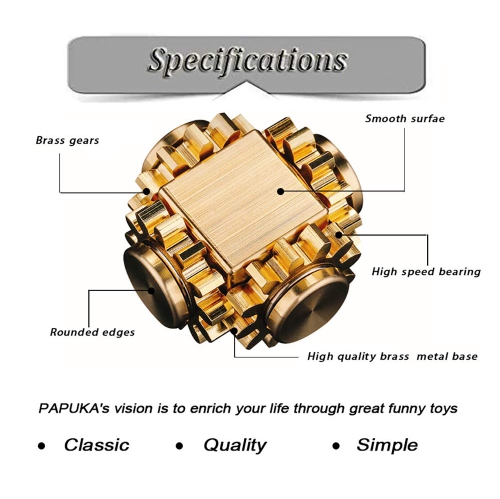 Brass Cube Gear Rubik's Cube Toy, Anti-Anxiety Fidget Spinner Toy, Suitable for Boys, Girls, and Adults