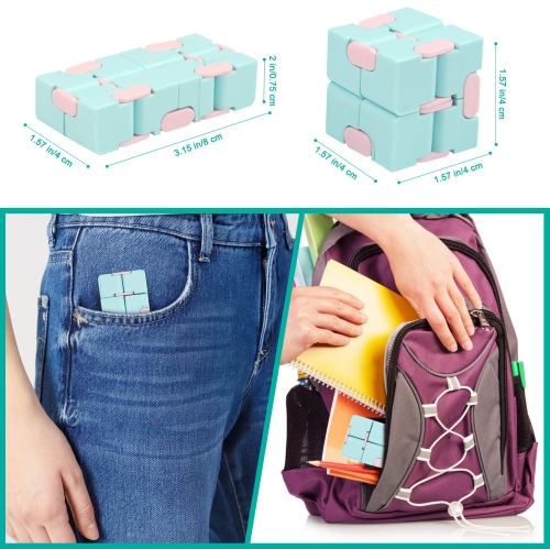4-Pack Infinity Cube Fidget Toys, Stress Relief Mini Gadgets to Relieve Anxiety and Kill Time