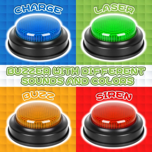 4-Pack Buzzers for Trivia Games, Game Buzzers for Classroom with Lights and Sound
