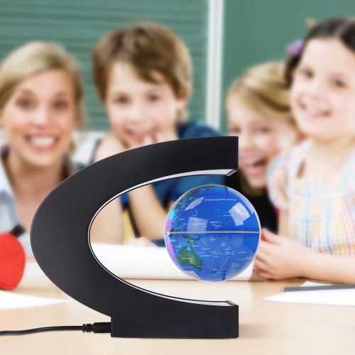 Suspended Globe with Touch Switch and LED Light, Floating World Map, Desk Accessory, Toy for Boys and Girls
