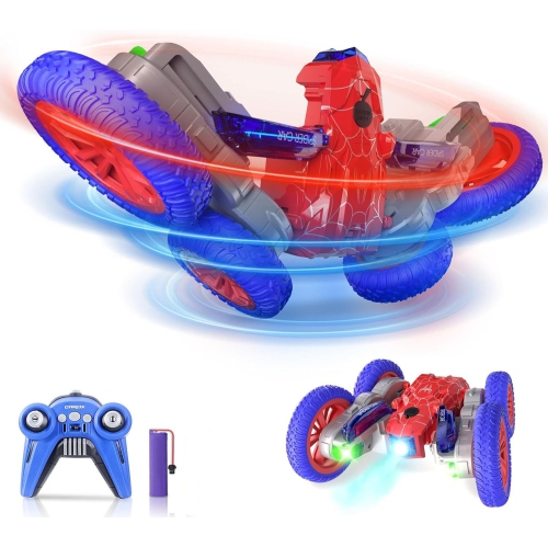 Double-Sided Mini Remote Control Stunt Car, 360° Rotation 4WD Off-Road Toy Car with Headlight for Indoor Outdoor