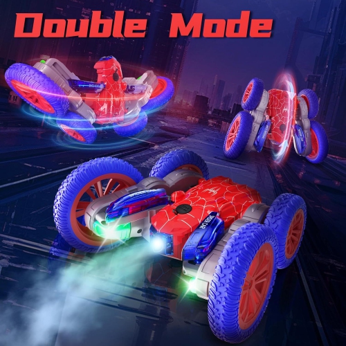 Double-Sided Mini Remote Control Stunt Car, 360° Rotation 4WD Off-Road Toy Car with Headlight for Indoor Outdoor