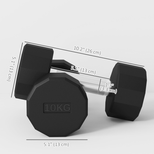 Ensemble de 2 haltères 22 lb de Soozier, haltères d'exercice en caoutchouc avec poignées antidérapantes, antiroulis, pour entraînement à