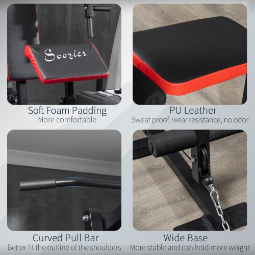 Soozier Home Gym Equipment Weight Training Machine, Multifunction Workout Machine with 143lbs Weight Stack for Full Body Workout and Strength