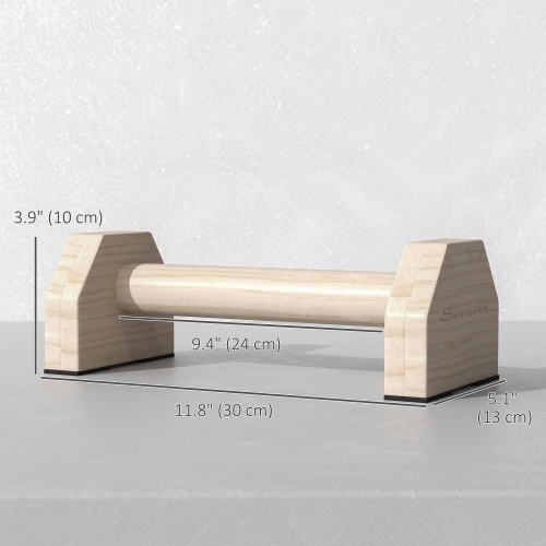 Poignées pour repousser de Soozier, barres de parallettes en bois avec base antidérapante, équipement de calisthène pour la maison, salle de sport,