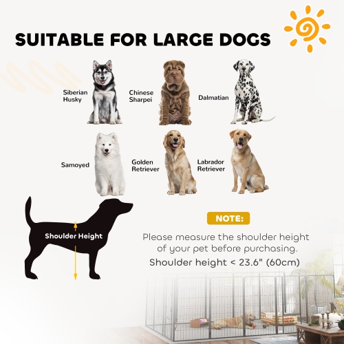 Parc à 16 panneaux de PawHut, cloison robuste et portative pour chiens de 27 larg. X 47 haut. avec porte et courroie pour jardin intérieur extérieur,