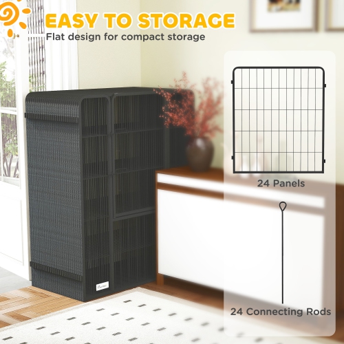 PawHut Dog Playpen, 31.5" W Heavy-Duty Metal Puppy Play Pen, Pet Exercise Fences for Outside and Indoor, DIY Design with Door for Multiple Dogs, 24