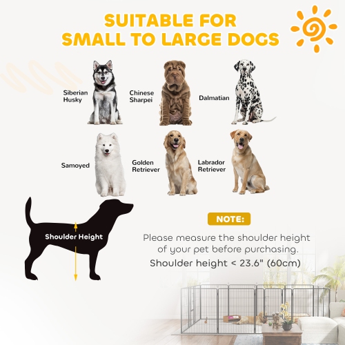 PawHut Dog Playpen, 31.5" W Heavy-Duty Metal Puppy Play Pen, Pet Exercise Fences for Outside and Indoor, DIY Design with Door for Multiple Dogs, 24