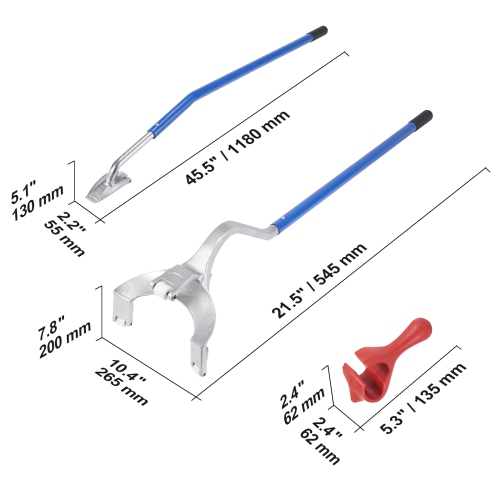 VEVOR 22.5"-24.5" Tire Mount Demount Tool, Manual Steel Tire Changer Mount Demount Removal Tool,Tubeless Truck Bead Breaker, 3 PCS Tire Tools, Orange