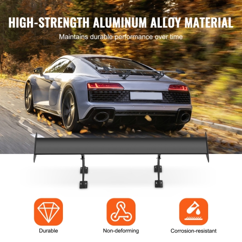 VEVOR 43.3 inch GT Wing Car Spoiler, Universal Spoiler with Single Deck, Adjustable Lightweight Aluminum, Car Rear Spoiler Wing, Racing Spoiler