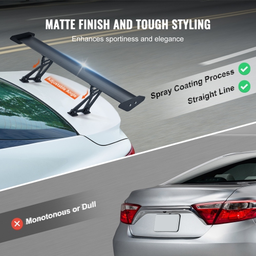VEVOR 43.3 inch GT Wing Car Spoiler, Universal Spoiler with Single Deck, Adjustable Lightweight Aluminum, Car Rear Spoiler Wing, Racing Spoiler
