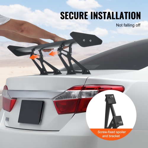 VEVOR 43.3 inch GT Wing Car Spoiler, Universal Spoiler with Single Deck, Adjustable Lightweight Aluminum, Car Rear Spoiler Wing, Racing Spoiler