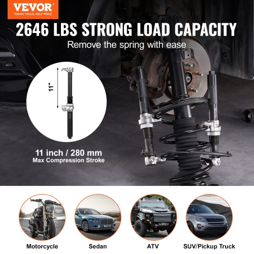 VEVOR Coil Spring Compressor Tool, 2 pcs Heavy Duty Macpherson Strut Spring Compressor Set, 2646 lbs Strut Spring Compressor with Safety Bracket and