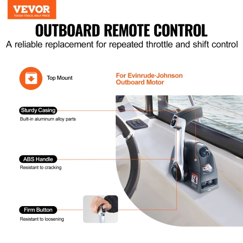 VEVOR Boat Throttle Control, 5006186 Top-Mounted Outboard Remote Control Box for Evinrude Johnson, Marine Throttle Control Box with Power Trim Switch