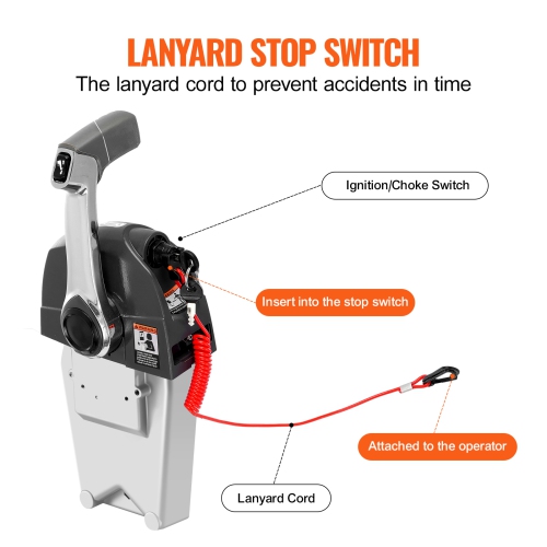 VEVOR Boat Throttle Control, 5006186 Top-Mounted Outboard Remote Control Box for Evinrude Johnson, Marine Throttle Control Box with Power Trim Switch