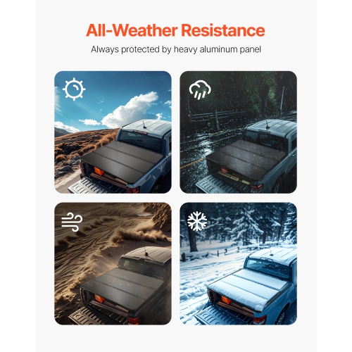 VEVOR Tri-Fold Truck Bed Tonneau Cover, Compatible with 2015-2024 Ford F-150, 6.5' Bed, Only Fit 6.5' x 5.4' (79" x 65.2") Inside Bed, 400 lbs Load