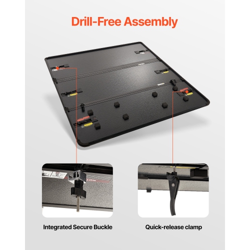 VEVOR Tri-Fold Truck Bed Tonneau Cover, Compatible with 2015-2024 Ford F-150, 6.5' Bed, Only Fit 6.5' x 5.4' (79" x 65.2") Inside Bed, 400 lbs Load