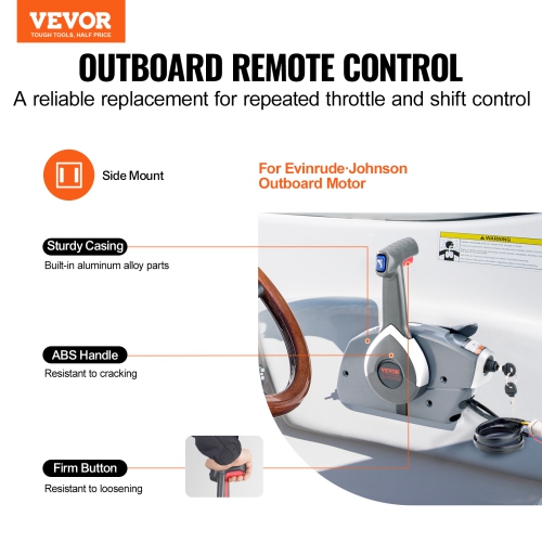 VEVOR Boat Throttle Control, 5006180 Side-Mounted Outboard Remote Control Box for Evinrude Johnson, Marine Throttle Control Box with Power Trim