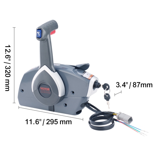 VEVOR Boat Throttle Control, 5006180 Side-Mounted Outboard Remote Control Box for Evinrude Johnson, Marine Throttle Control Box with Power Trim