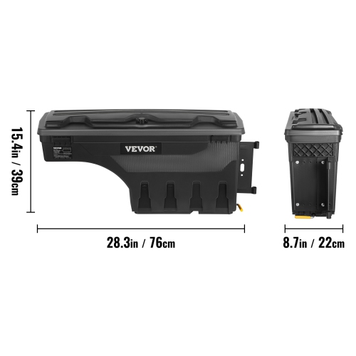 VEVOR Truck Bed Storage Box, Lockable Swing Case with Password Padlock, 6.6 Gal/25 L ABS Wheel Well Tool Box, Waterproof and Durable, Compatible with