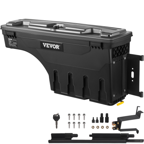 VEVOR Truck Bed Storage Box, Lockable Lid, Waterproof ABS Wheel Well Tool Box 6.6Gal/20L, Compatible with Chevrolet Silverado 1500 GMC Sierra 1500