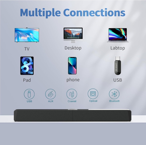 Foldable Sound Bar Built-in Subwoofer,Bluetooth 5.1 Wireless Speaker Soundbar,TV Sound Bar for Home Cinema