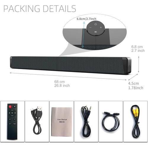 Foldable Sound Bar Built-in Subwoofer,Bluetooth 5.1 Wireless Speaker Soundbar,TV Sound Bar for Home Cinema