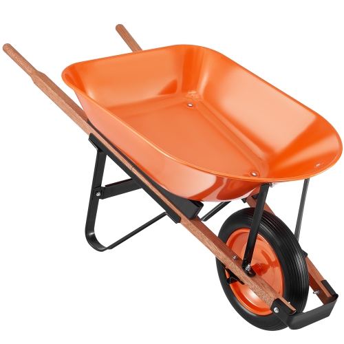 VEVOR 5 Cu. Ft. Load Wheelbarrow Cart, 330 lbs Capacity, One Wheel Garden Dump Cart, Garden Wagon with Metal Handle & 16" Wide Track Wheels,Easy