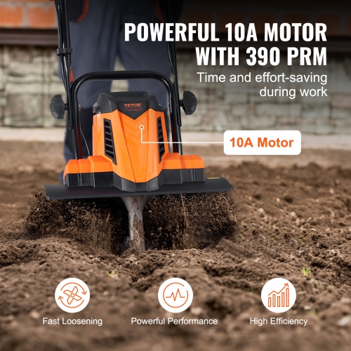 Tondeuse électrique VEVOR 10 A, largeur de remplissage 14&nbsp;po profondeur de remplissage 3,94&nbsp;po Tiller/Cultivateur électrique filaire, Tiges
