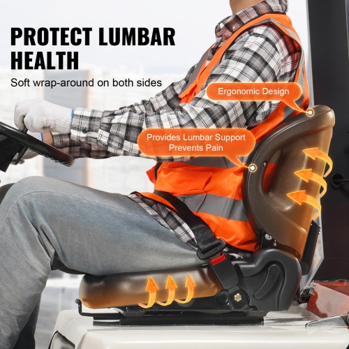 VEVOR Universal Forklift Seat,Tractor Seat with Adjustable Angle Back, Micro Switch and Seatbelt,Wrap-around Forklift Seat for Tractor Loader