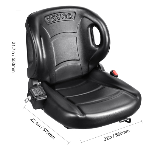 VEVOR Universal Forklift Seat,Tractor Seat with Adjustable Angle Back, Micro Switch and Seatbelt,Wrap-around Forklift Seat for Tractor Loader