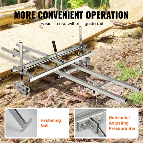 VEVOR 14"-36" Chainsaw Mill and Rail Mill Guide System, Portable Sawmill Guide Bar, 9ft Aluminum Saw Milling Rail Guide with Chainsaw Planking Mill