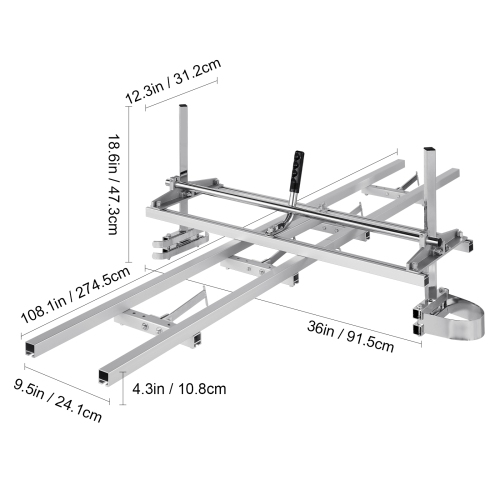 VEVOR 14"-36" Chainsaw Mill and Rail Mill Guide System, Portable Sawmill Guide Bar, 9ft Aluminum Saw Milling Rail Guide with Chainsaw Planking Mill