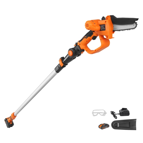 VEVOR 2-in-1 Cordless Pole Saw & Mini Chainsaw, 20V 4Ah Battery Pole Chainsaw, 5" Cutting Capacity 8 ft Reach Pole Saw for Branch Cutting Tree
