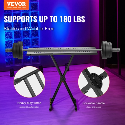 VEVOR x 18" DJ Table Stand, Portable DJ Laptop and Controller Stand, Lightweight DJ Desk DJ Booth Adjustable Height DJ Stand, Foldable Double-X