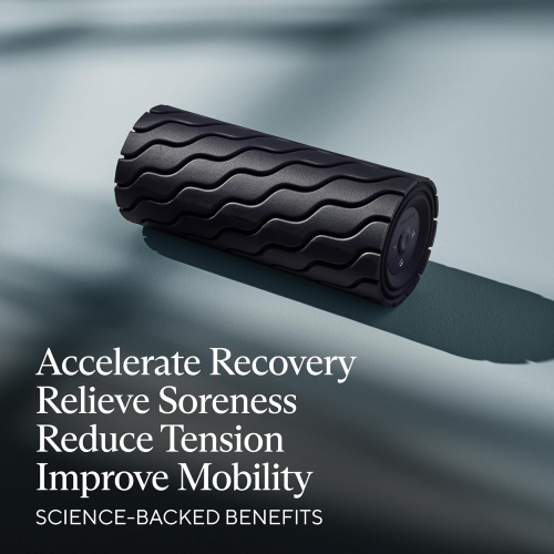 Therabody Wave Roller: High-density foam for large muscles, 5 vibration levels, Bluetooth-enabled, app-controlled recovery.