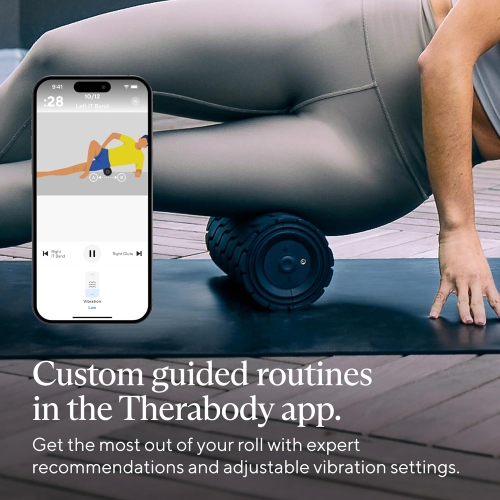 Therabody Wave Roller: High-density foam for large muscles, 5 vibration levels, Bluetooth-enabled, app-controlled recovery.
