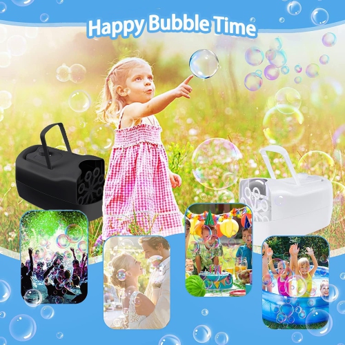 Machine à bulles électrique avec 3 trous à bulles, jouet de scène portatif à brancher USB pour les fêtes d'anniversaire intérieures et extérieures