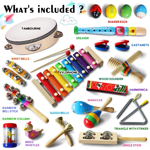 Wooden Percussion Toys, Educational Music Toy Set for Preschool Boys and Girls